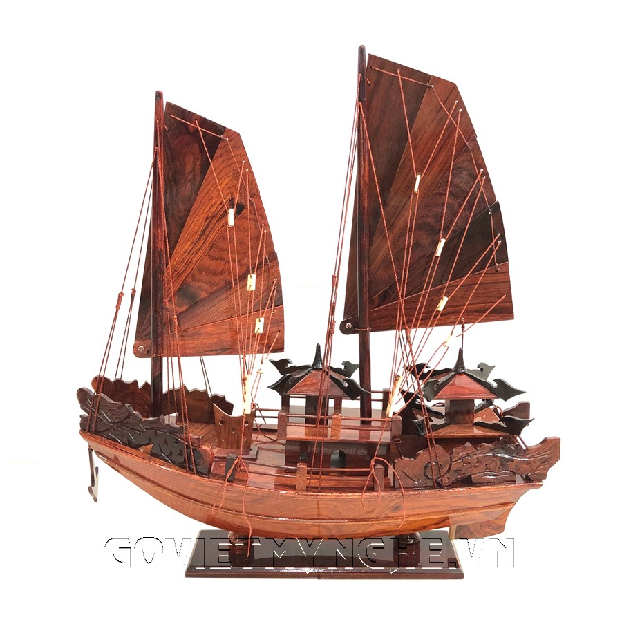 Mô Hình Thuyền Gỗ Tàu Hạ Long Rồng Thuyền Gỗ Trang Trí Nhà Cửa Phong Thủy - Gỗ Cẩm Lai - Thân 40cm