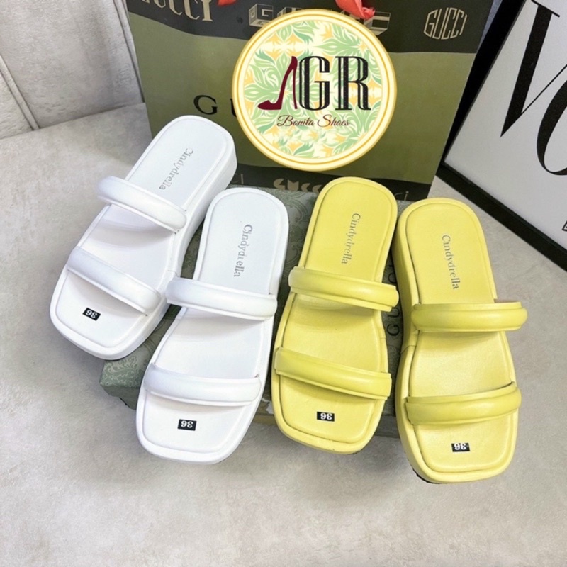 Dép xuồng 2 quai bản phồng da mềm cao 3 cm