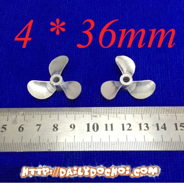 hanoitoy Cặp chân vịt kim loại 3 lá kích thước 4 * 36mm dùng cho cano tàu thuỷ điều khiển từ xa.