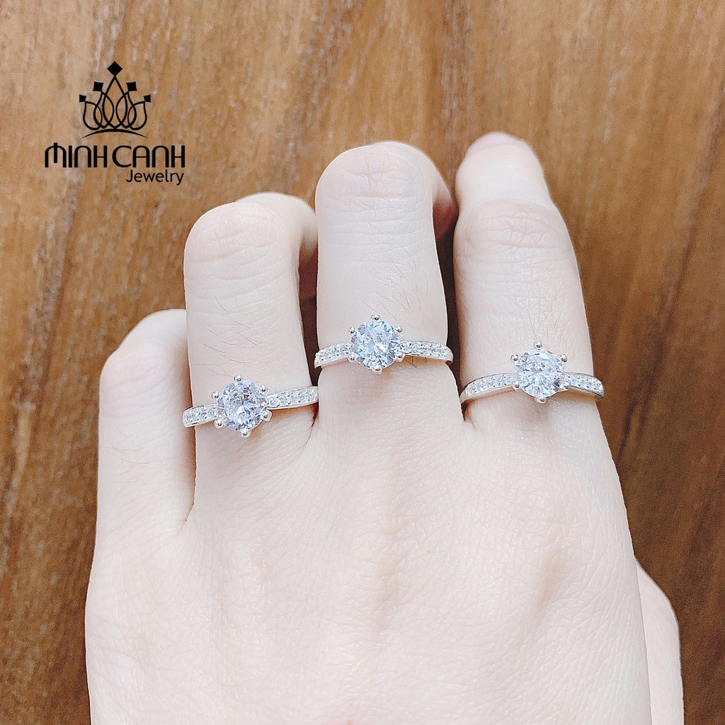 Nhẫn Bạc Nữ Minh Canh Jewelry Kiểu 6 Chấu Đính Đá