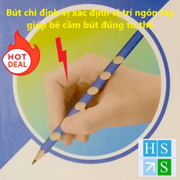 (Bán sỉ) Hộp 12 cây BÚT CHÌ ĐỊNH VỊ 2B (Tặng kèm GỌT CHUỐT bút) giúp bé cầm bút viết đúng cách (Giao mầu ngẫu nhiên)