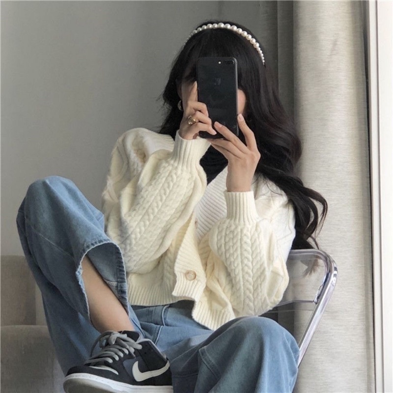 Áo Khoác Cardigan Áo Len Cardigan Thêu Gấu Thu Đông 2021 Hàng Quảng Châu Siêu Đẹp (Ảnh Thật Ở Cuối)