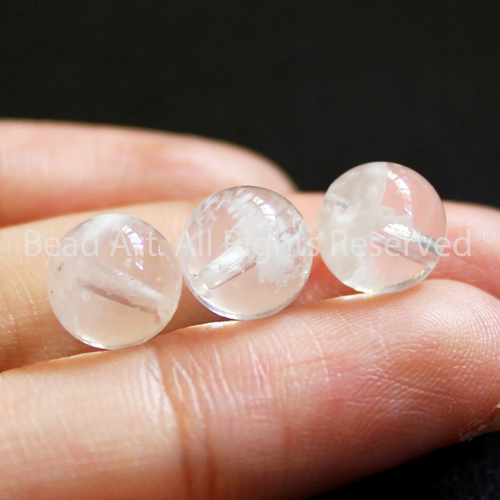 Đá T.A Ưu Linh Hoa Tuyết Trắng 8MM, Kim, Thuỷ, Phối Vòng Tay Phong Thuỷ, Chuỗi Hạt, Trang Sức  S43
