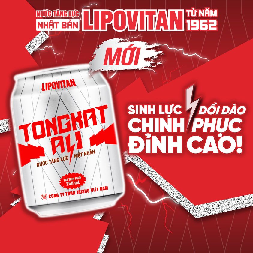 [LỐC x 6 LON x 250ml] NƯỚC TĂNG LỰC LIPOVITAN TONGKAT ALI Vị SÂM MẬT NHÂN