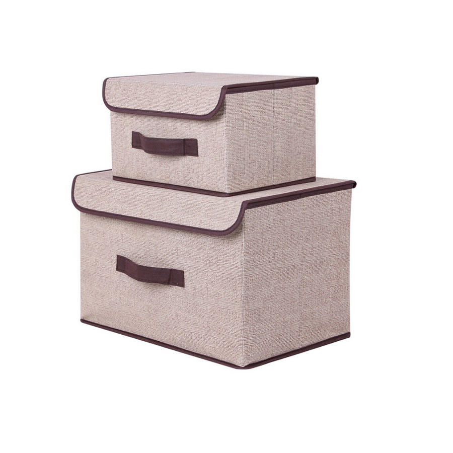 Set 2 Túi Vải Đựng Đồ Dạng Hộp Khung Cứng