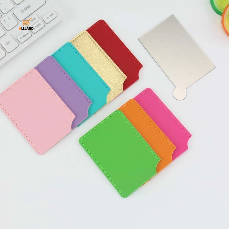 [Hàng mới về] Gương trang điểm thép không gỉ không bị vỡ có tay cầm và vỏ bọc da PU chất lượng cao tiện lợi