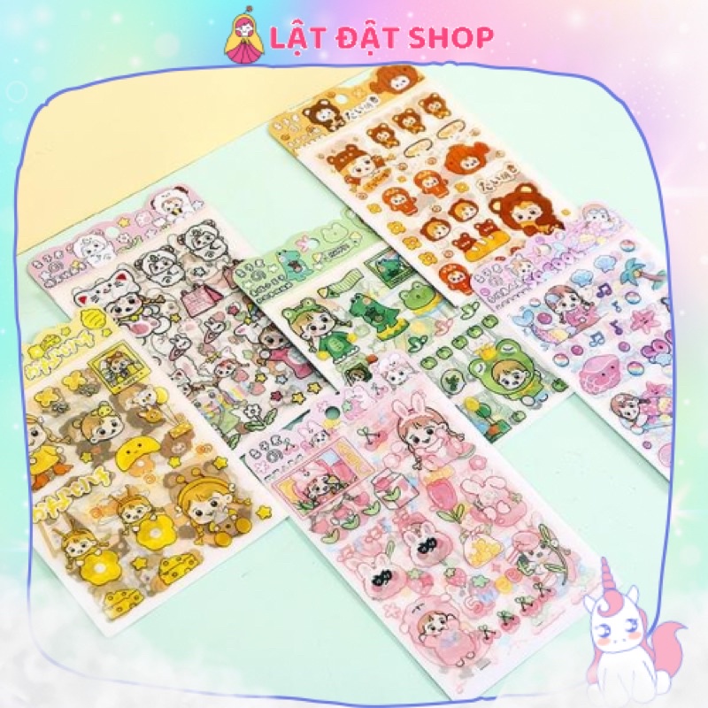 🌸 Set 4 tấm sticker cắt sẵn - Gói 4 hình dán trang trí ánh kim tuyến 🌸