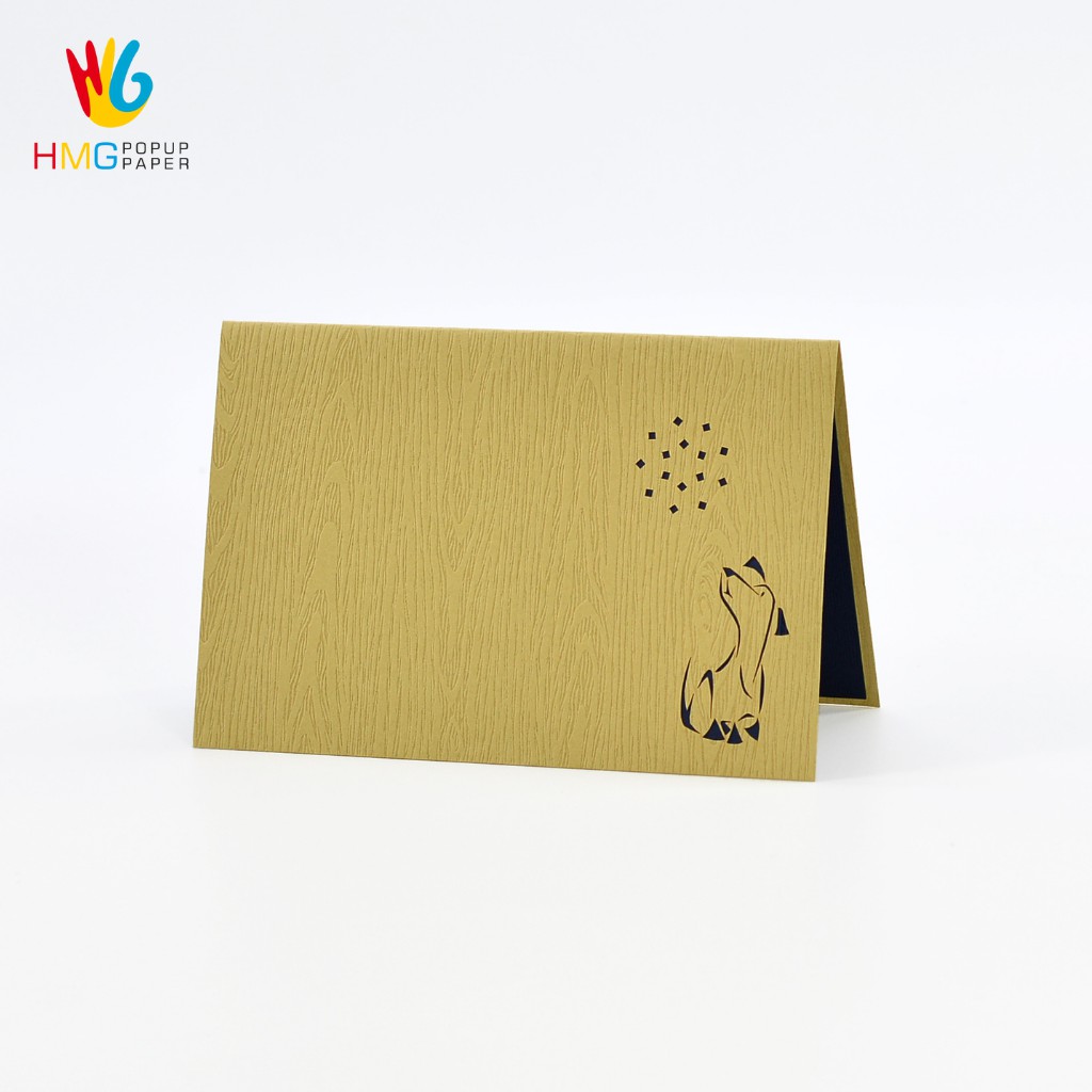 [ĐỘC-LẠ] Thiệp Cảm Ơn 3D HMG Handmade Pop-up Card Chú Chó Ngồi Xem Pháo Hoa, size 10x15cm TY007