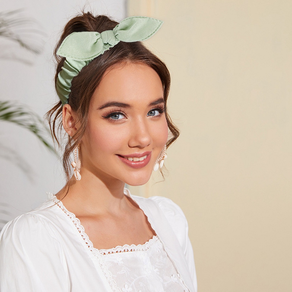 RainBow Bows 1 Băng Đô Tai Thỏ Co Giãn Màu Trơn Dễ Thương Cho Nữ