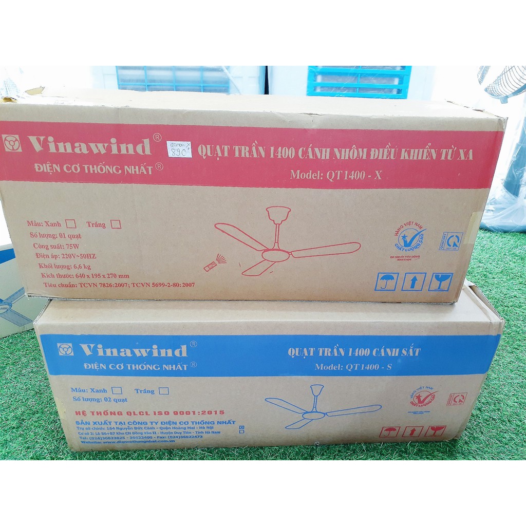 Quạt trần Vinawind - QT1400-S, hộp số 5 cấp, 3 cánh sắt Điện cơ Thống Nhất