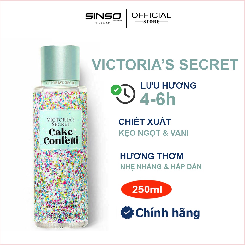 Xịt Thơm Toàn Thân Victoria's Secret 250ML 🍭𝑭𝒓𝒆𝒆𝒔𝒉𝒊𝒑 🍨 Xịt Thơm Body 🧁 CAKE CONFETTI🧁 Body Mist - Xịt BODY ✔️Chính Hãng