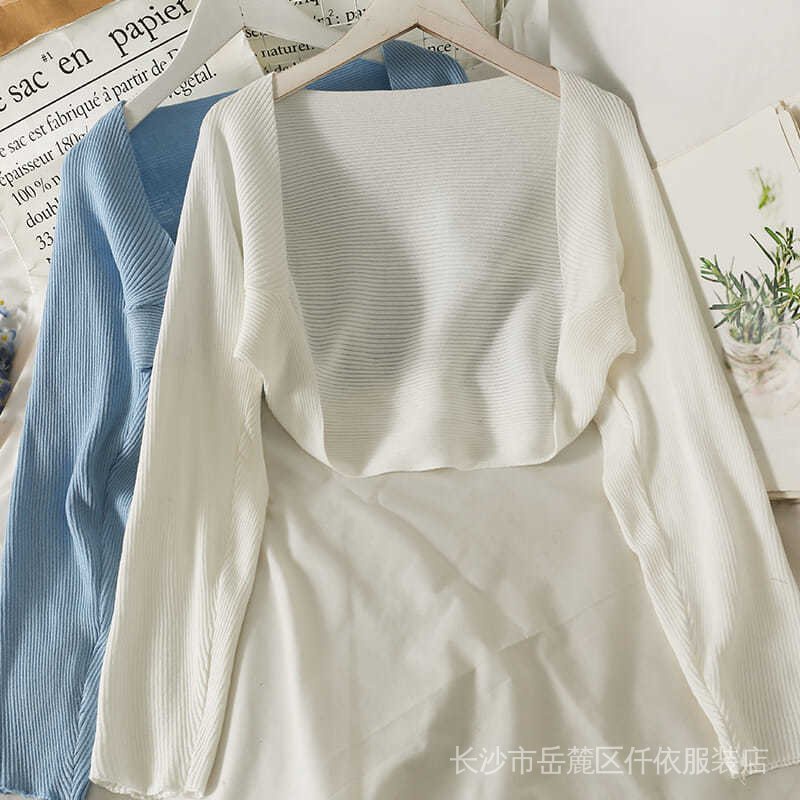 Áo Cardigan Dệt Kim Mỏng Tay Lỡ Dáng Ngắn Phong Cách Pháp Thời Trang Xuân Thu Hàng Mới