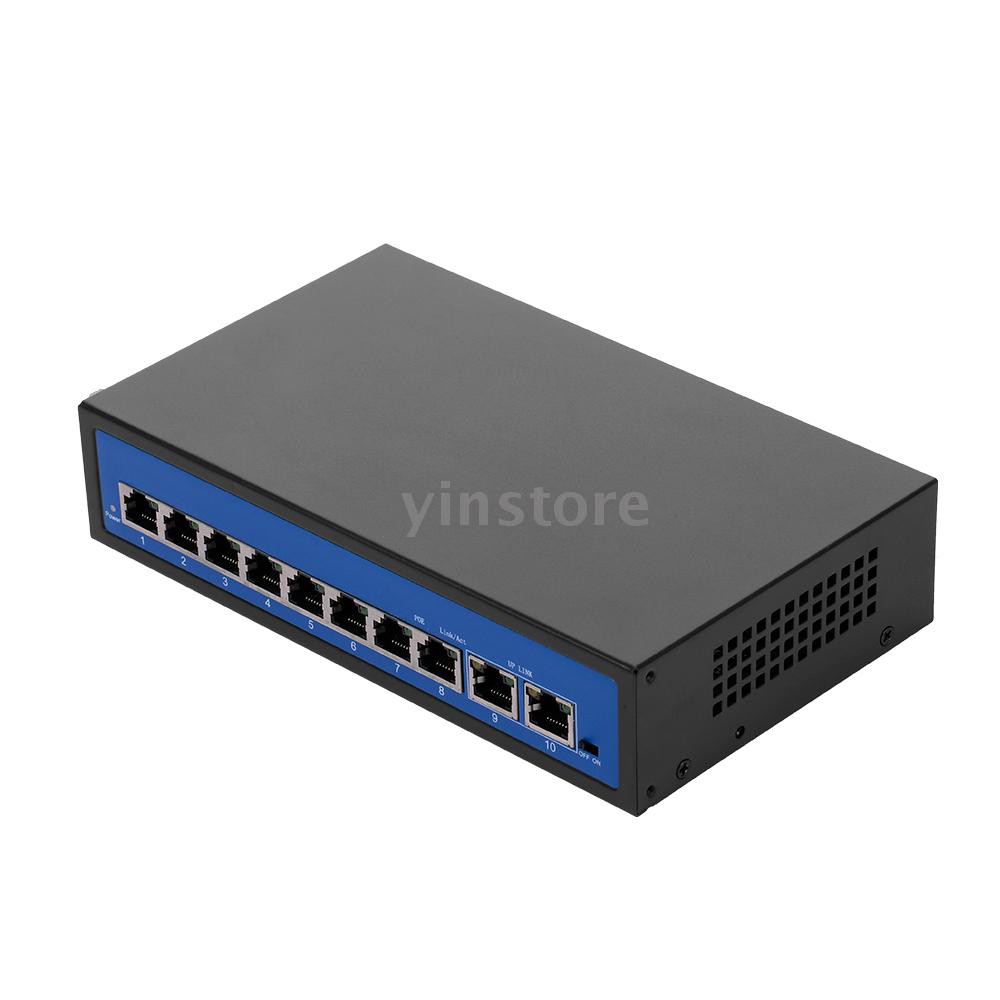 yins♥ZWD-8+2BZDN-X 8+2 POE Switch 8 Ethernet Port 2 Uplink Ethernet Port 2.0Gbps  for IP Camera Wireless AP UK Plug