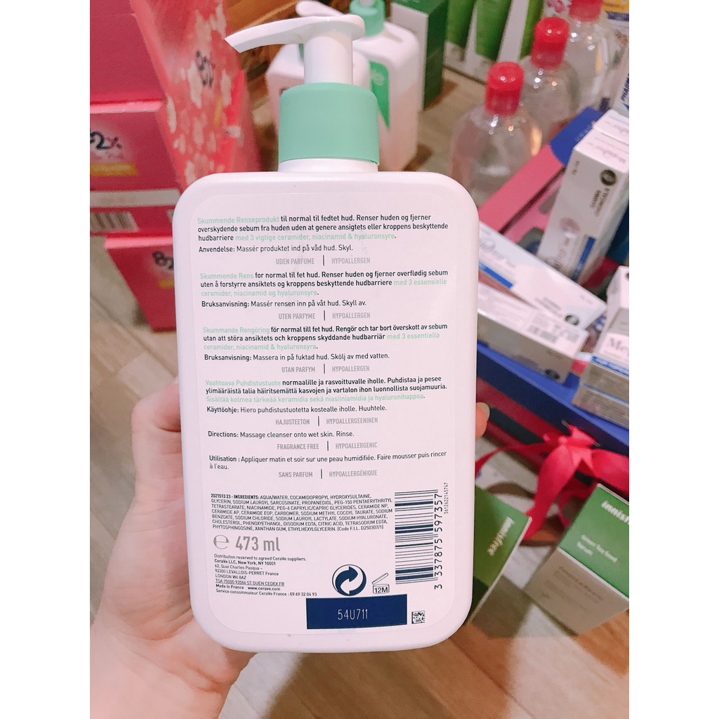 Sữa rửa mặt Cerave Foaming Facial Cleanser da khô và da dầu