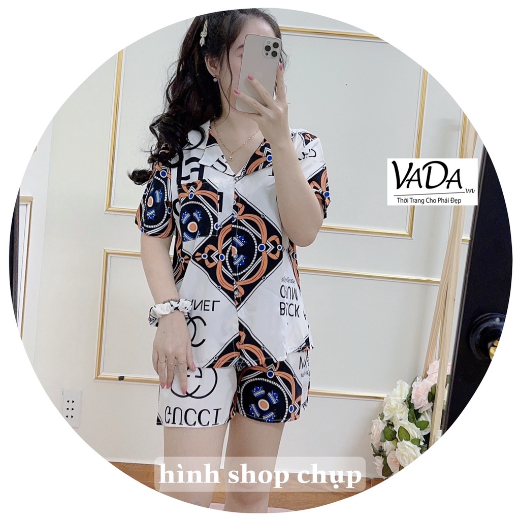 Đồ mặc ở nhà , sét pyjama 4 món tay ngắn chất lụa mặc thoáng mát họa tiết xinh tươi -Thời Trang VADA (B1) | BigBuy360 - bigbuy360.vn