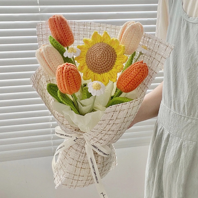 Hoa Tulip Đan Len Thủ Công Diy Làm Quà Tặng Sinh Nhật / Valentines