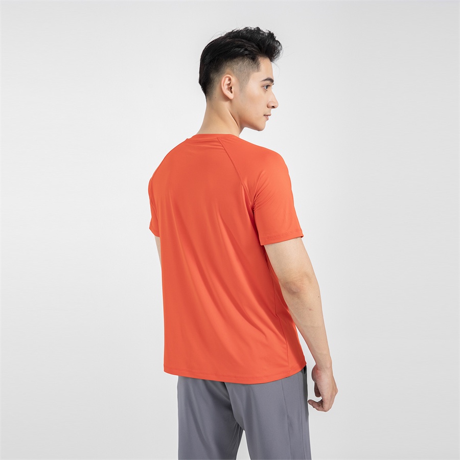 Áo thun nam ngắn tay ARISTINO thiết kế basic dễ mặc, chất áo bền màu,  chống nhăn - ATS027S1 màu cam