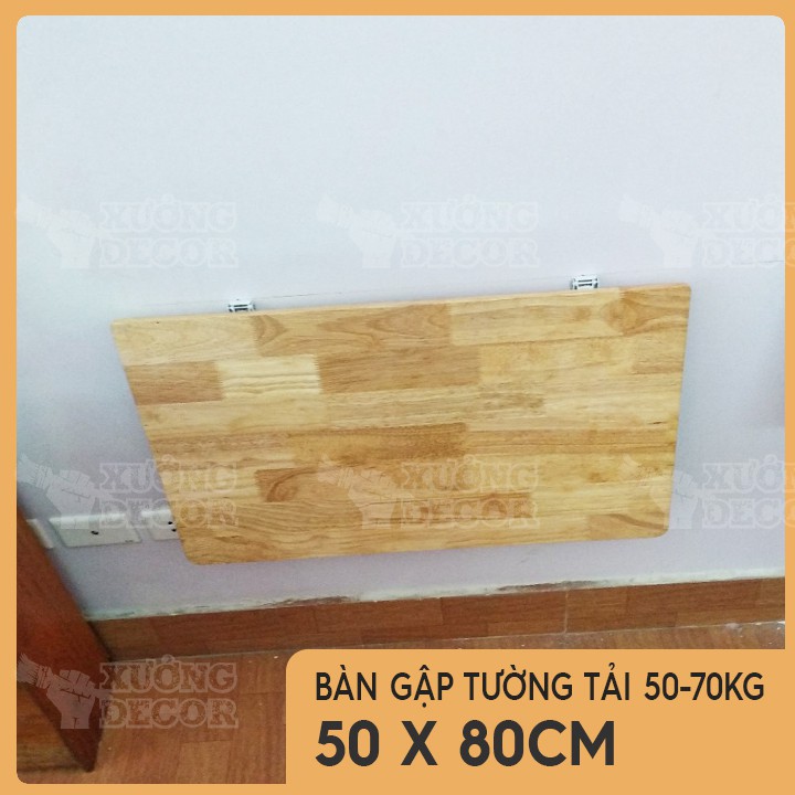 Bàn gập treo tường-Gỗ cao su sáng màu 50x80cm tải 50-70kg | BigBuy360 - bigbuy360.vn