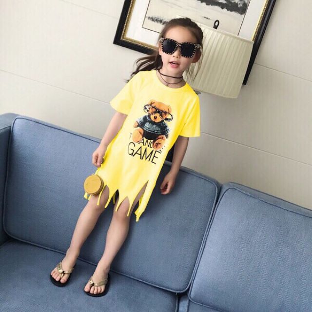 Đầm suông cắt tua rua sang chảnhCho be gái