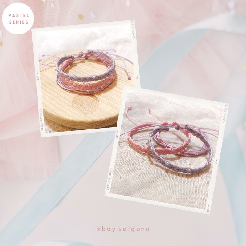 Set vòng pastel phối hồng tím