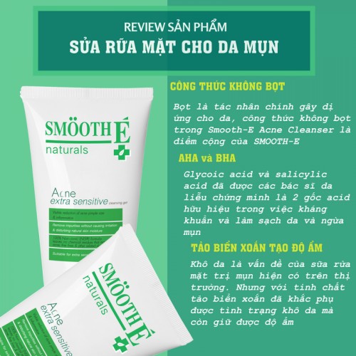 Sữa rửa mặt Smooth-É Acne Extra Sensitive ngừa mụn 120ml