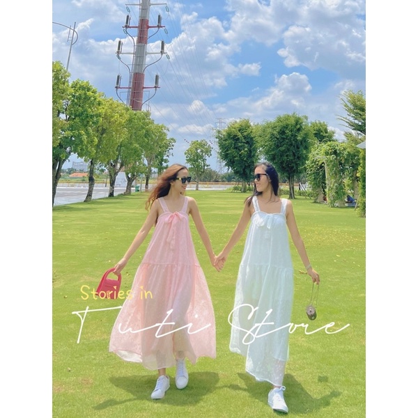 Đầm maxi 2 dây cột nơ MOCHI DRESS