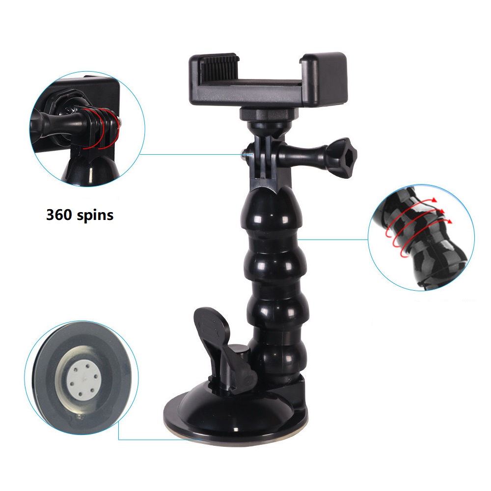 Giá đỡ Lammcou với cốc hút thuỷ tinh lớn cho máy ảnh thể thao / camera hành trình / phụ kiện GoPro