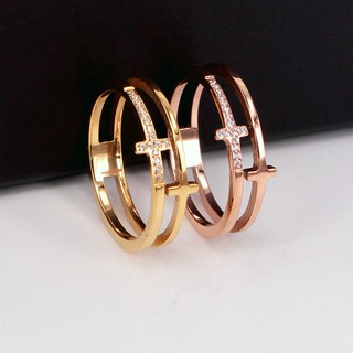 Nhẫn Nữ 2 Vòng Mảnh Đính Đá Titan Không Đen Không Ngứa Bilyshop TT 2167 Women