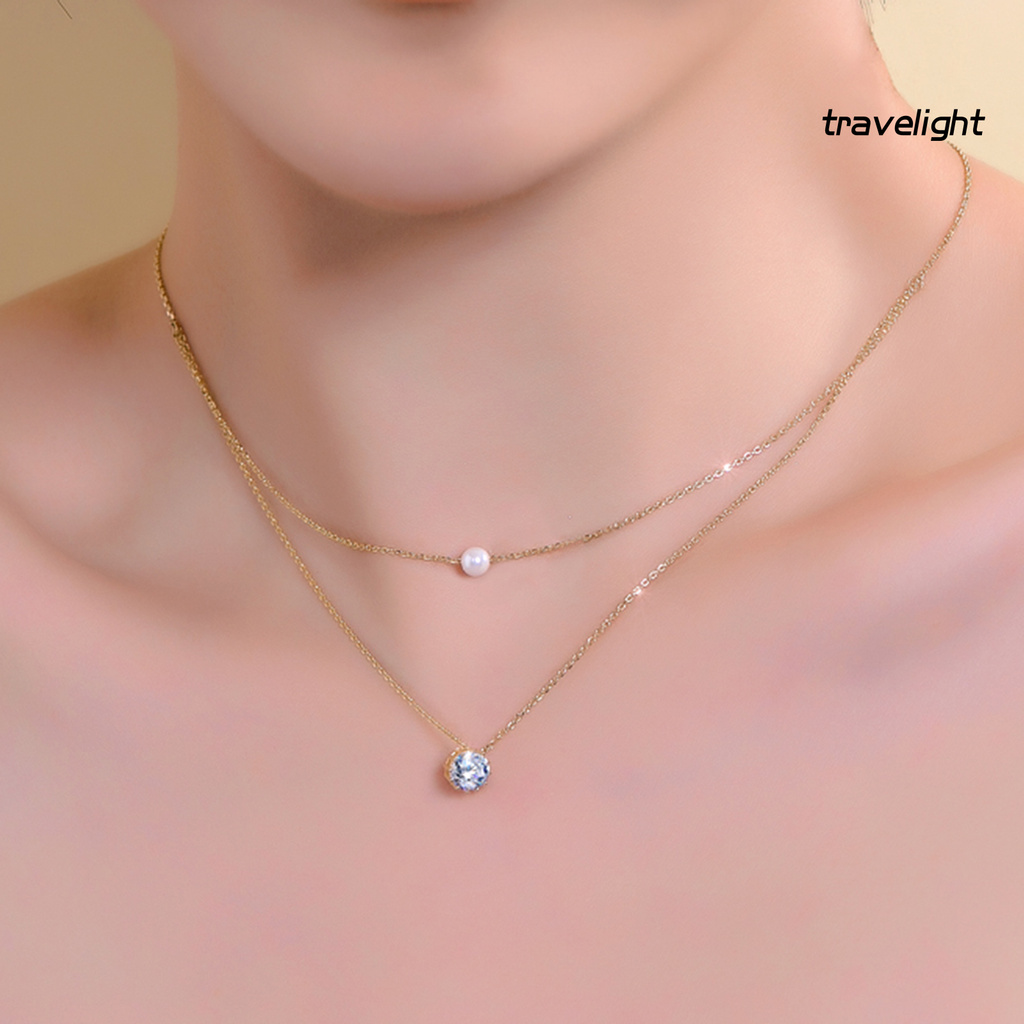 Vòng Cổ Choker Hai Lớp Đính Ngọc Trai Giả Thời Trang Cho Nữ
