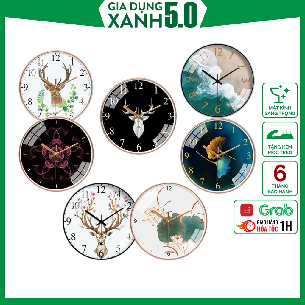 Đồng hồ treo tường kim trôi size lớn có mặt kính dùng decor trang trí độc đáo BH 12 tháng tặng ĐINH+PIN