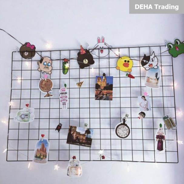 Khung lưới sắt trang trí tặng kèm 1 dây đèn led và 2 móc dính tường