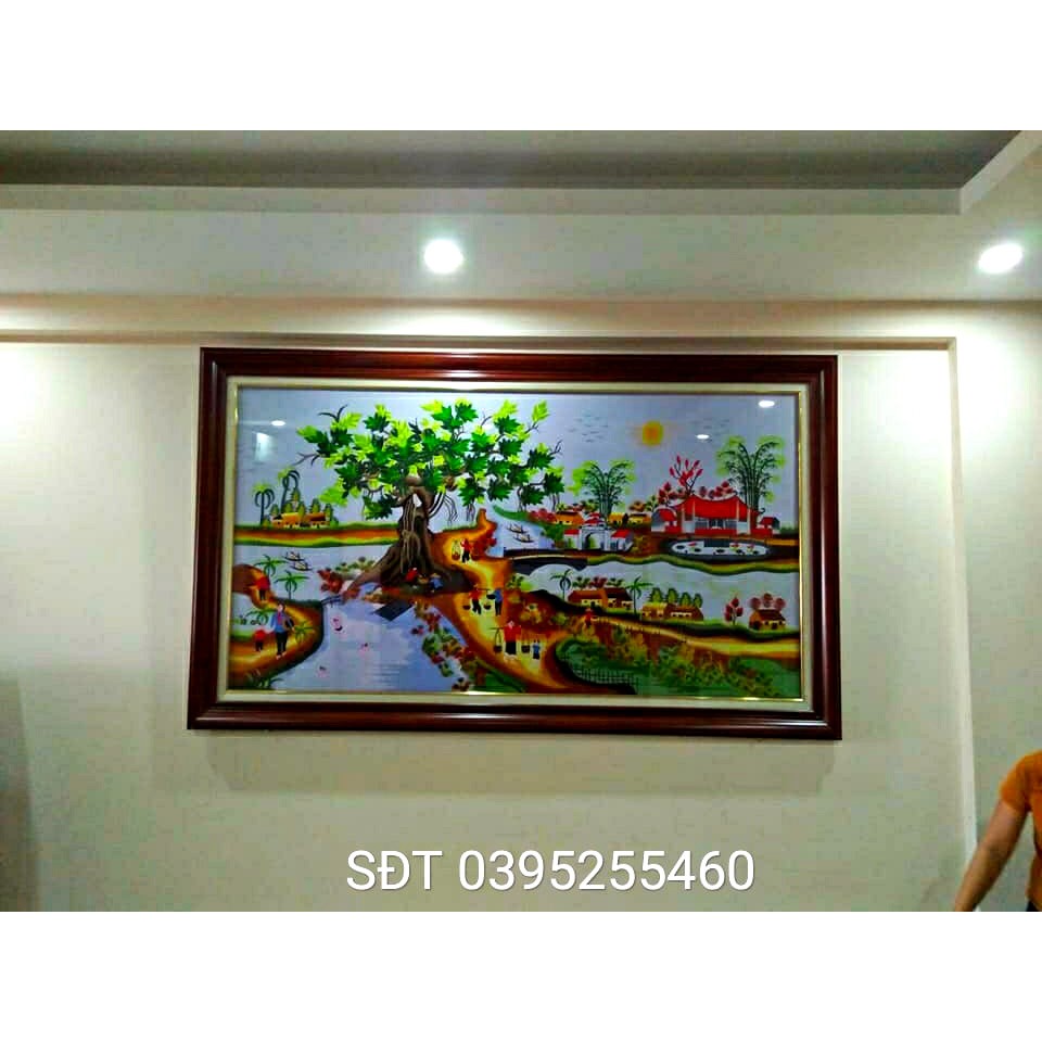 Tranh thêu Phòng cảnh đồng quê thêu sẵn 140x80cm