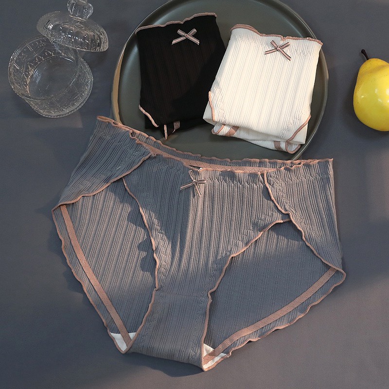 Quần Lót Nữ Cotton Viền Bèo Gân Tăm Kháng Khuẩn Họa Tiết Nơ Sexy Điệu Đà 400