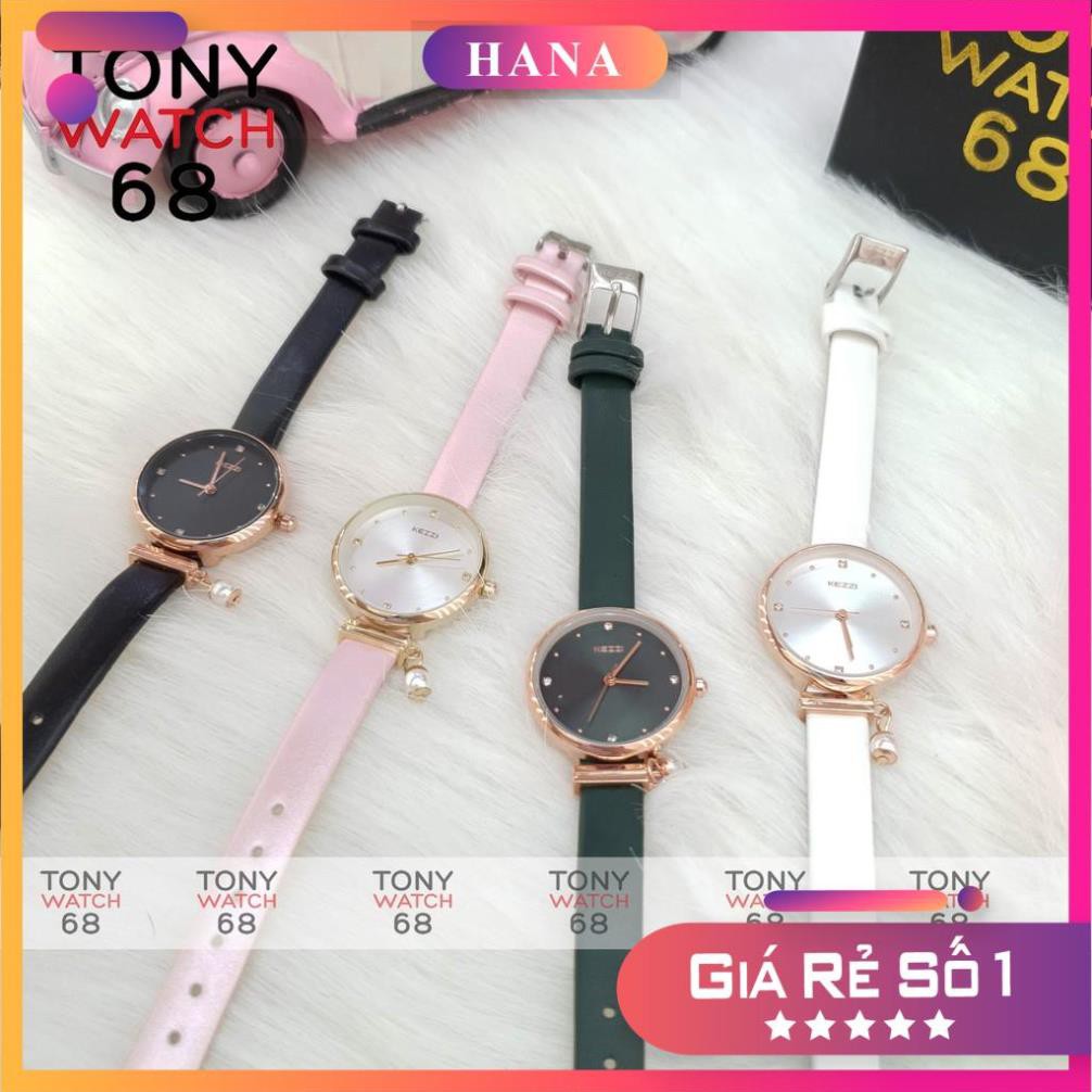 Đồng hồ nữ Kezzi kim rốn dây da chống nước chính hãng Tony Watch 68