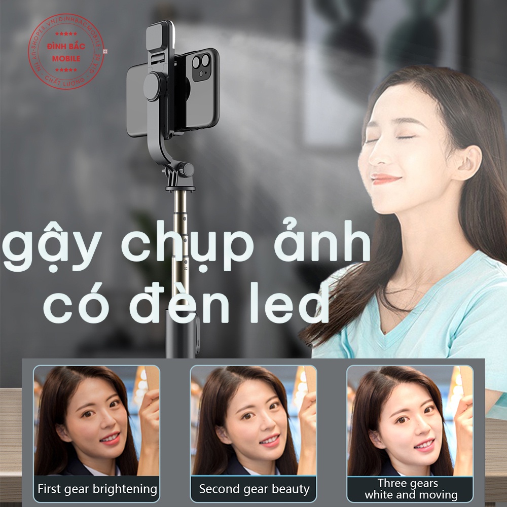 Gậy chụp ảnh bluetooth có đèn led- Trợ sang siêu mạnh- Đình Bắc Store