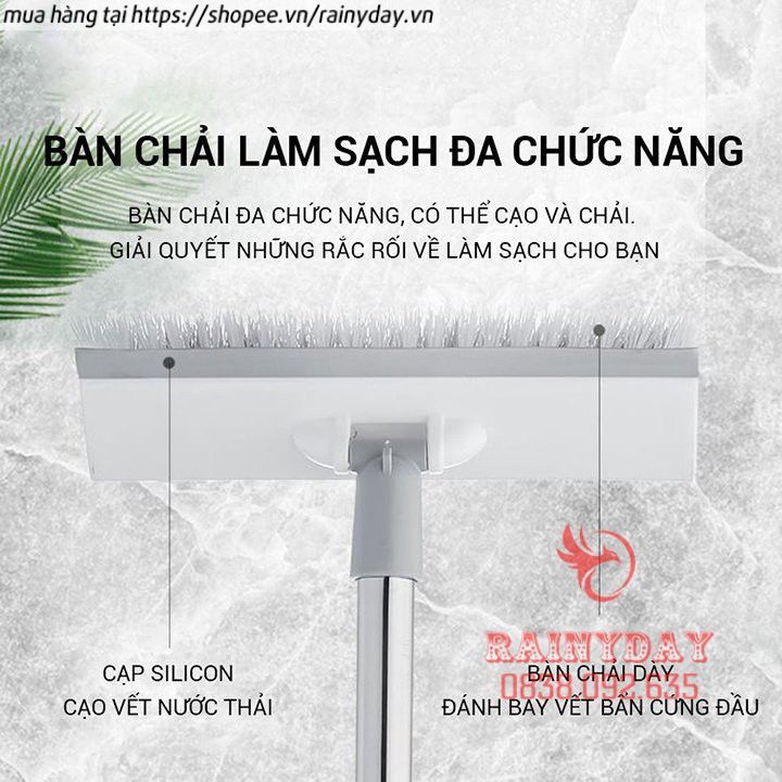 Chổi lau sàn nhà, cây lau chà sàn nhà và gạt nước sàn nhà tắm nhà vệ sinh inox 2 đầu đa năng