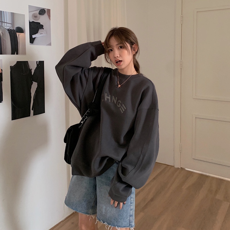 Áo sweater IELGY dáng rộng in họa tiết phong cách harajuku Hàn Quốc dễ phối đồ thời trang
