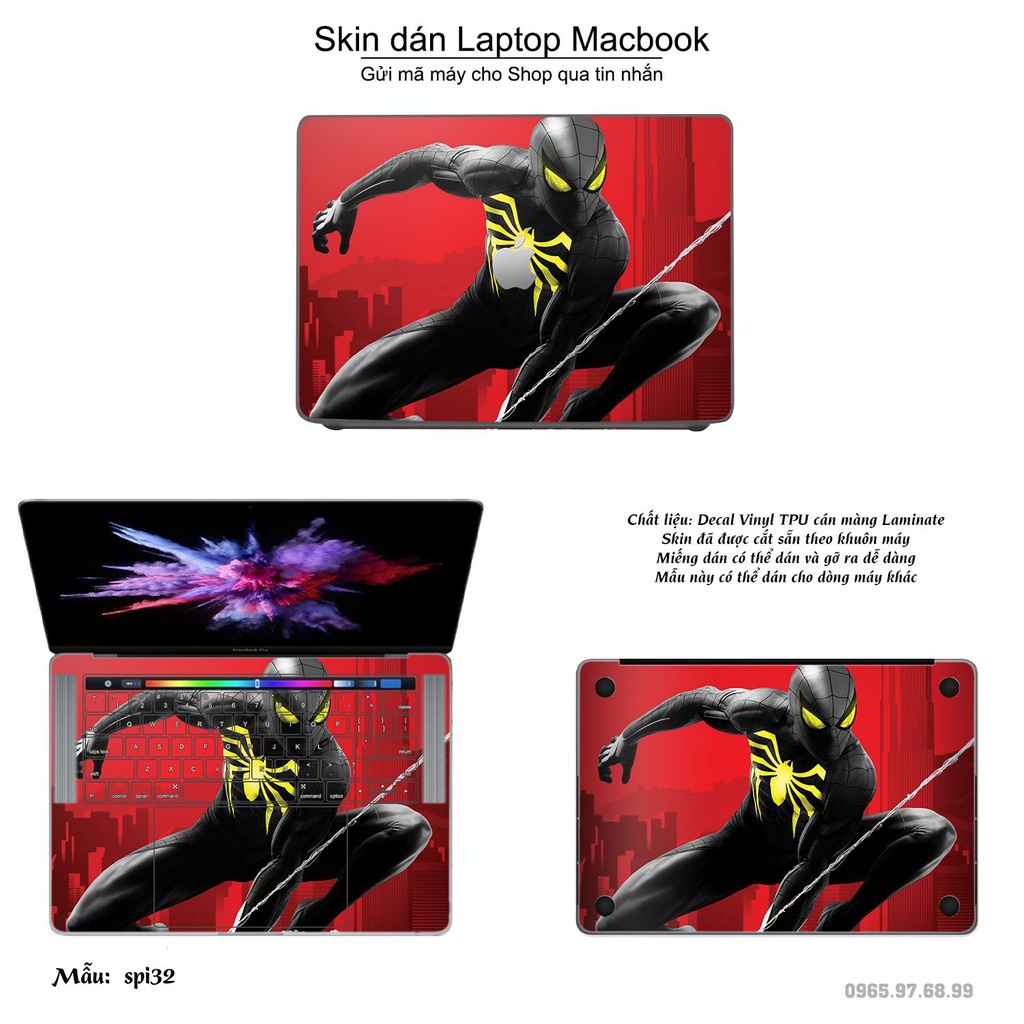 Skin dán Macbook mẫu người nhện Spiderman (đã cắt sẵn, inbox mã máy cho shop)