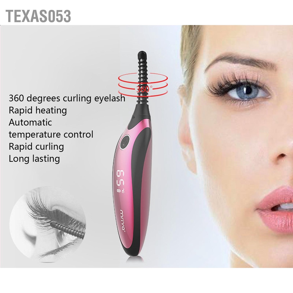 Texas053 Dụng cụ uốn lông mi làm nóng Nhanh chóng Làm lâu dài Máy bằng điện có thể sạc lại USB