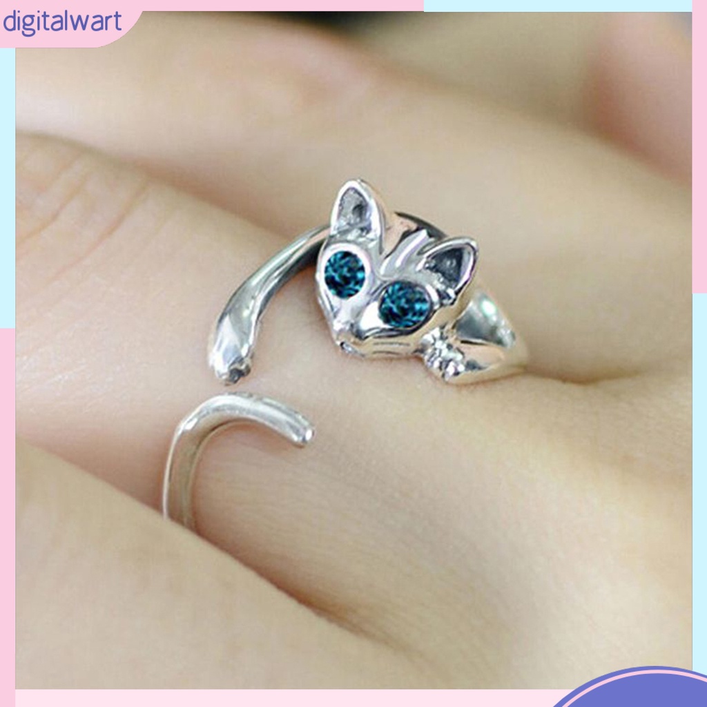 Nhẫn hợp kim đính đá nhân tạo thiết kế hình mèo đẹp mắt thời trang cho nữ