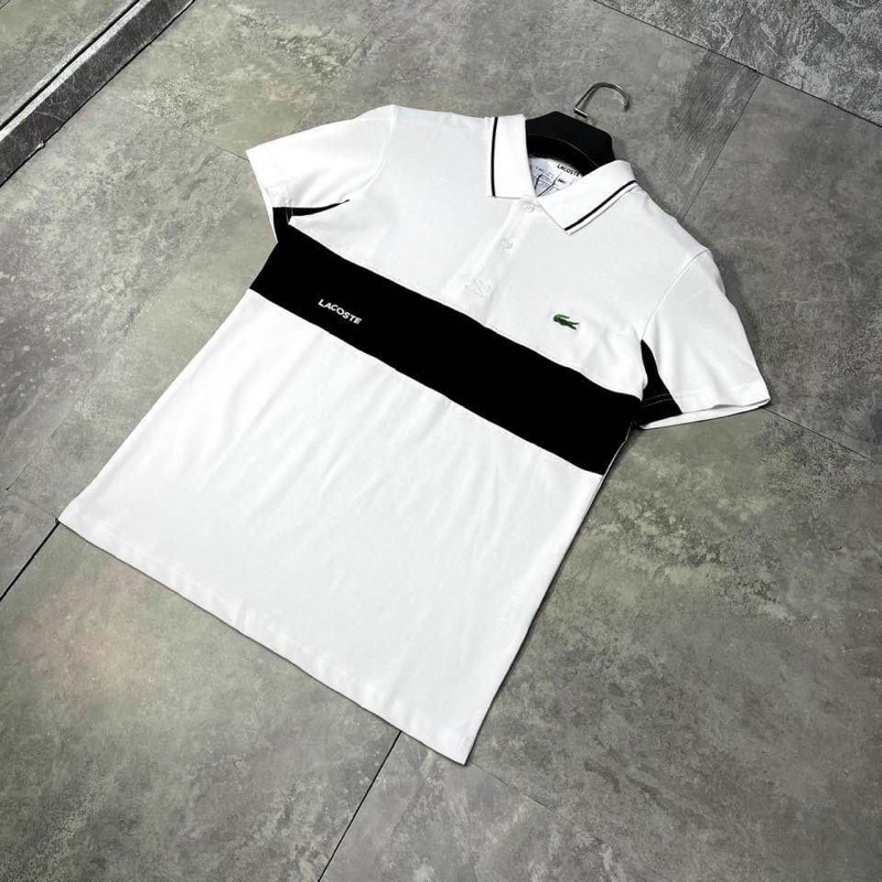 Áo lacoste sọc đen trắng