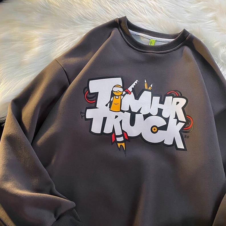 Áo Sweater TIMHR TRUCK Cổ Tròn Dáng Rộng Thiết Kế Năng Động Thời Trang Thu Đông(Hàng Sẵn)