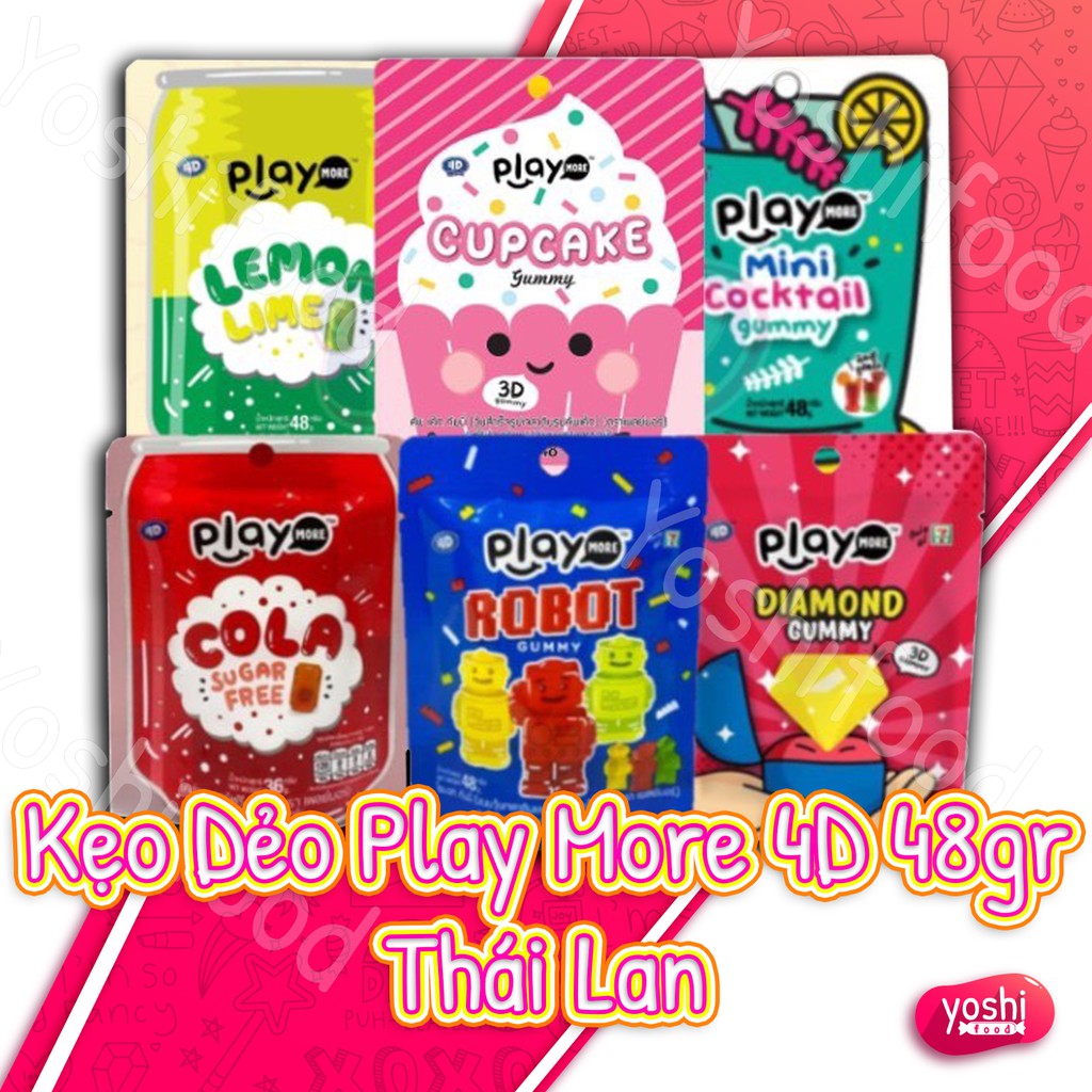 [7 VỊ] Kẹo Dẻo Play More 4D 48gr Thái Lan