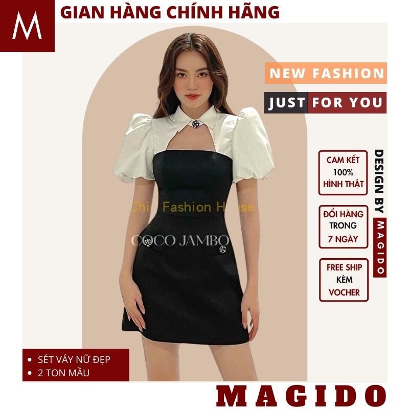 (QUÀ TẶNG LÀ SỮA TẮM NHA ) đầm nữ 💚đầm dự tiệc -váy body nữ phối mầu sang trọng dáng thắt eo xoè cực xinh, MAGIDO | BigBuy360 - bigbuy360.vn