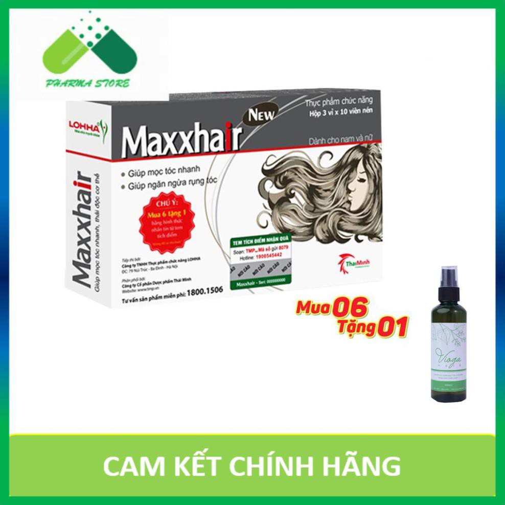 ! Mua 6 Hộp Maxxhair New (Tích Điểm Nhận 1 Hộp ) tặng ngay 1 Chai xịt Vioga Hair 100ml - Ngăn Rụng Tóc, Tóc Bóng Mượt