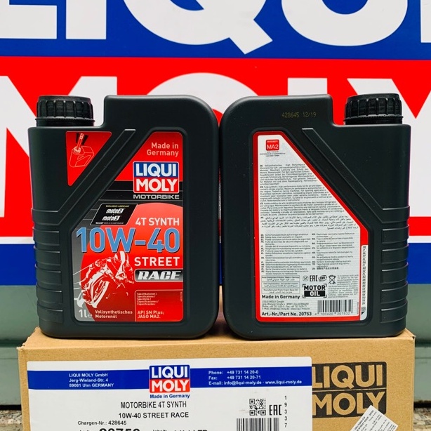 Dầu Nhớt Tổng Hợp Cao Cấp- Nhớt Liqui Moly Race Street 10W-40 êm mát máy thể tích 1L cho xe số xe côn tay.