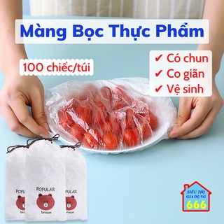 Màng bọc thực phẩm 💜 Túi bảo quản thực phẩm co giãn nilon PE có chun siêu dai tái sử dụng tiện lợi giá rẻ