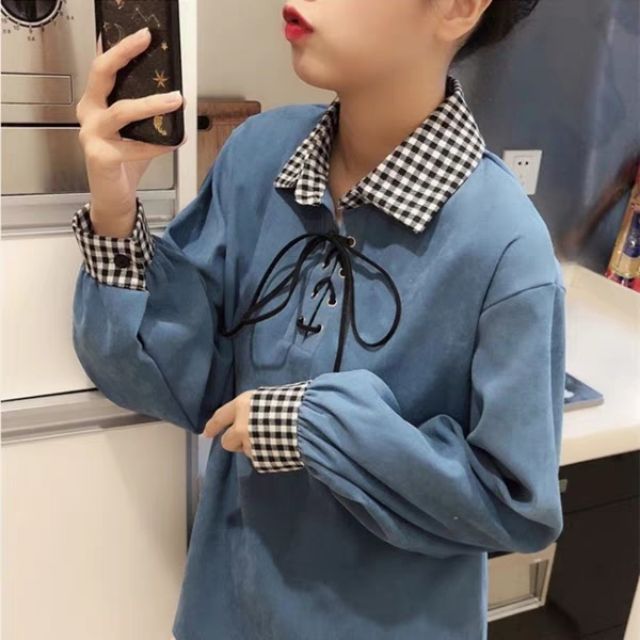 Áo kiểu nỉ uzzlang phong cách Hàn Quốc | BigBuy360 - bigbuy360.vn