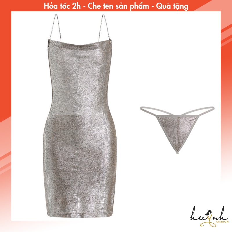 Váy ngủ body ôm siêu sexy đầm body đi bar ánh kim - N72