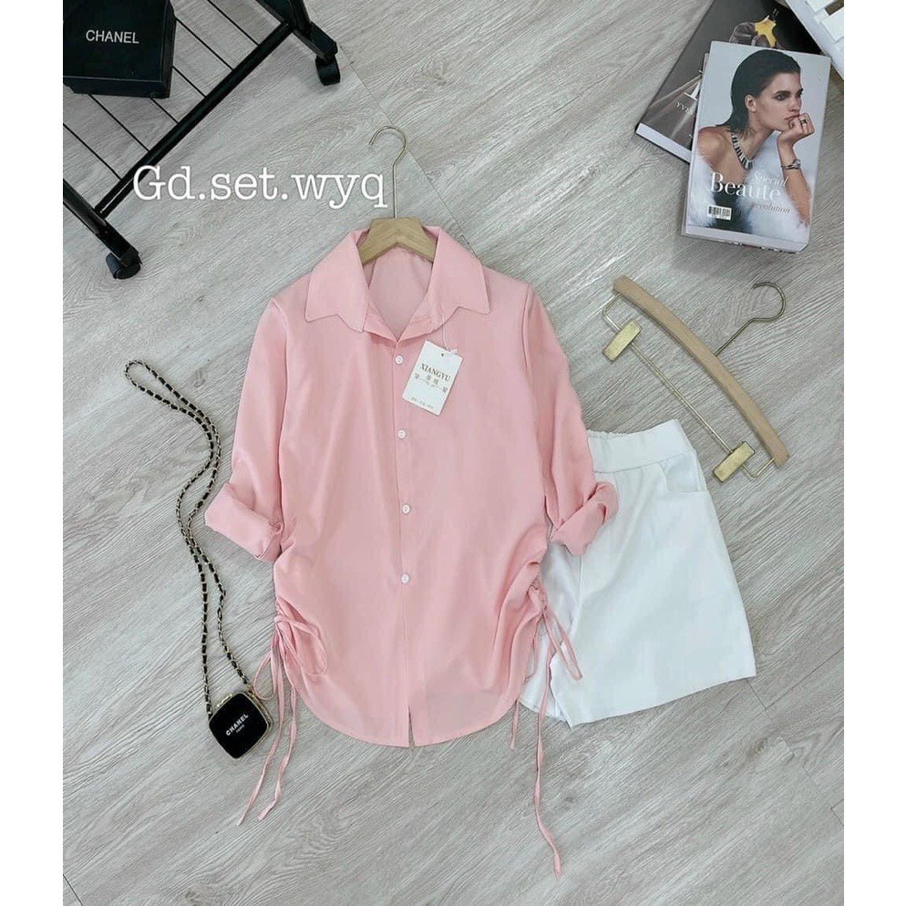 Áo sơ mi rút dây bên eo, sơ mi thiết kế Nacy Design